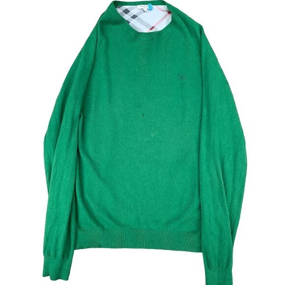 VINTAGE 100% Wool Burberry Sweater Green XXL - Picture 2 of 10